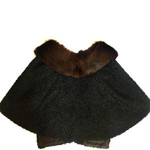 True vintage ethical fur curly lambs wool wrap